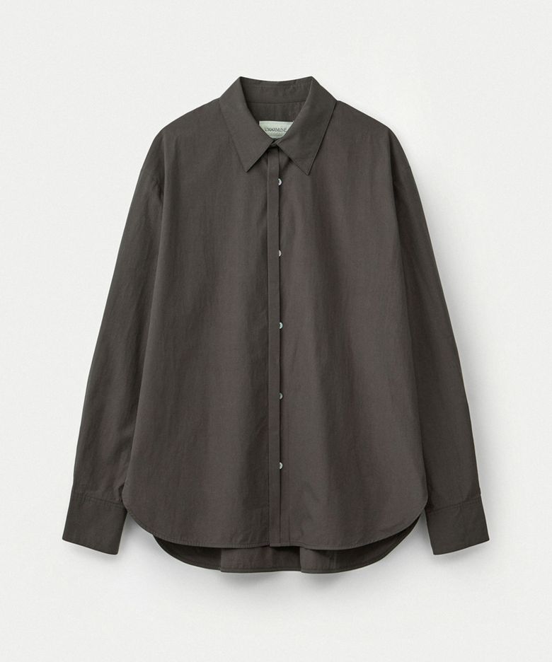 Powdery cotton signature oversized shirts_Ash