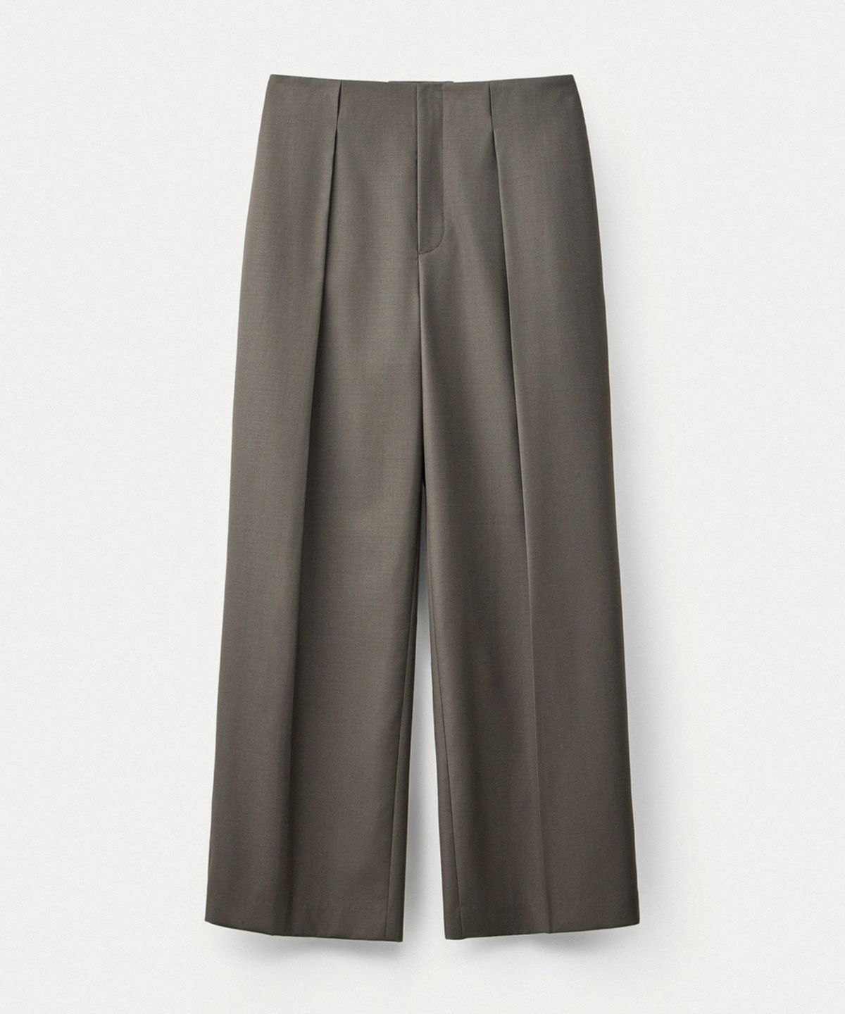 우마뭉(UMARMUNG) Worsted wool tucked pants_Peat grey