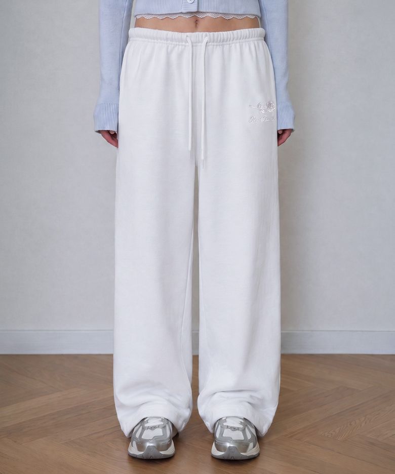 Rose Embroidery Standard Sweatpants [Ivory]