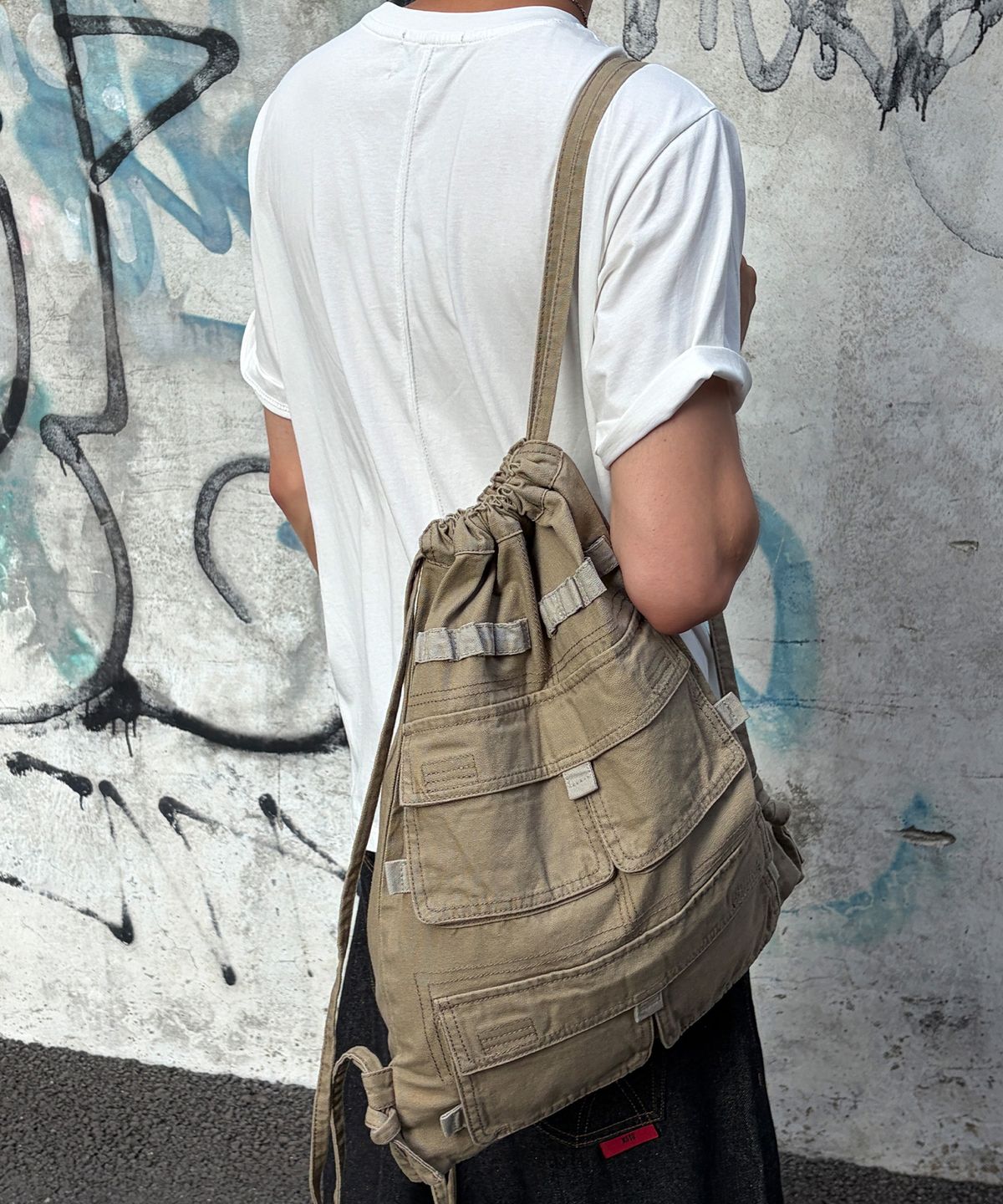 기철(KICHUL) Military Pocket Cotton Gymsack (Beige)