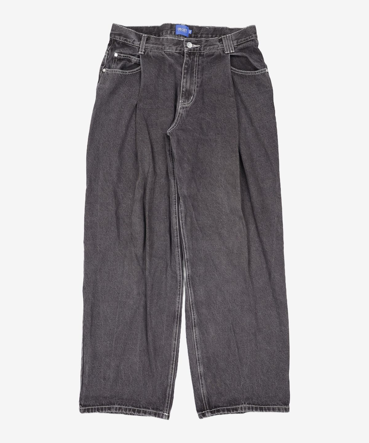 데케트(DECET) Deep Pleats Wide Jeans DCPT030Black 32