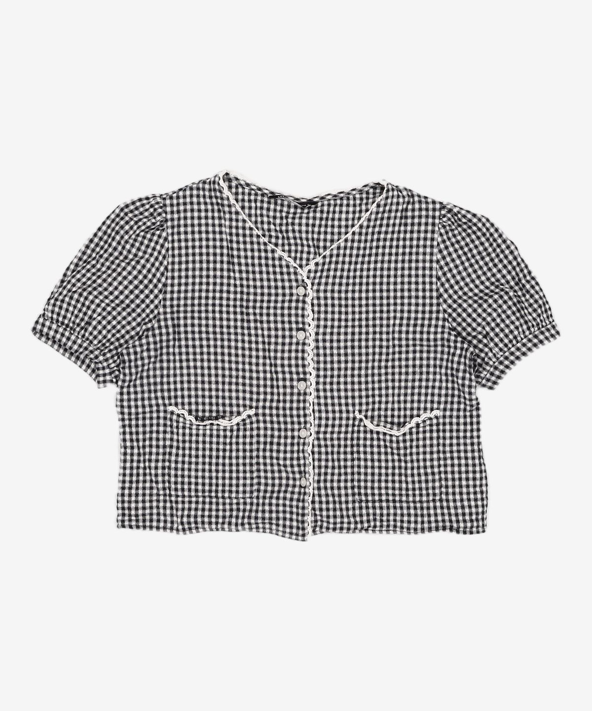 미쏘(MIXXO) 가디건형 고방체크 블라우스 MIWBWC502G S