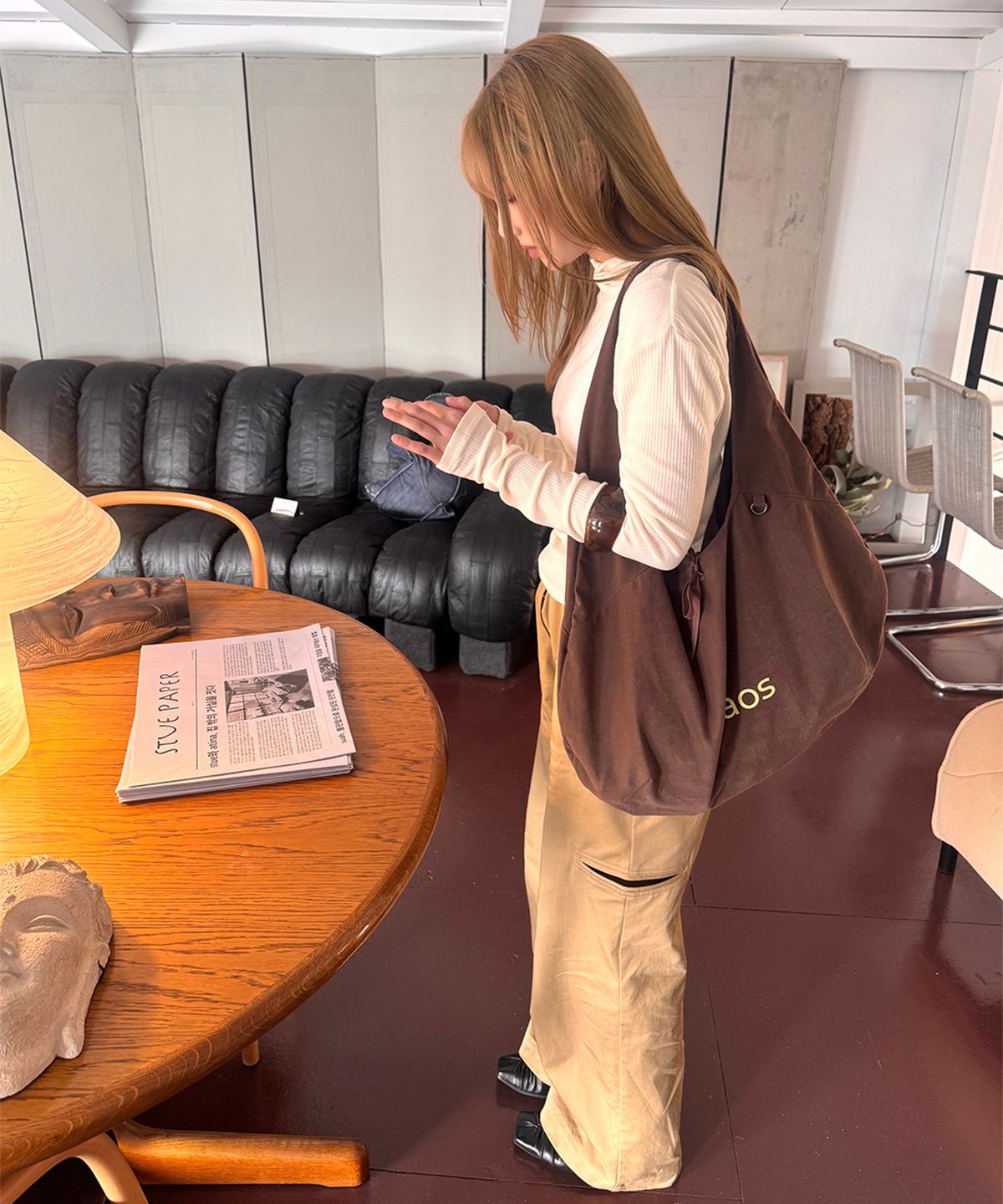 하오스(HAOS) COTTON ECO BAG (BROWN)