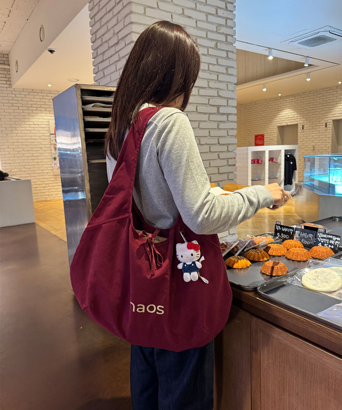 하오스(HAOS) COTTON ECO BAG (BURGUNDY)