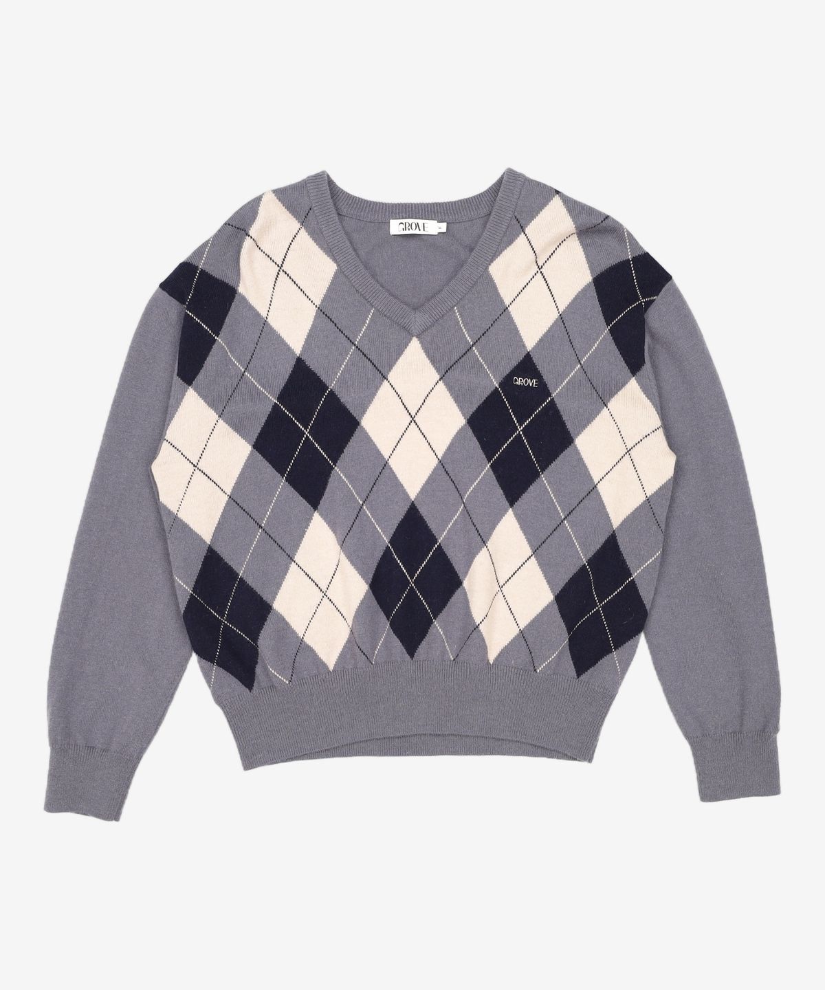 그로브(GROVE) MOMO ARGYLE KNIT (BLUE) FREE