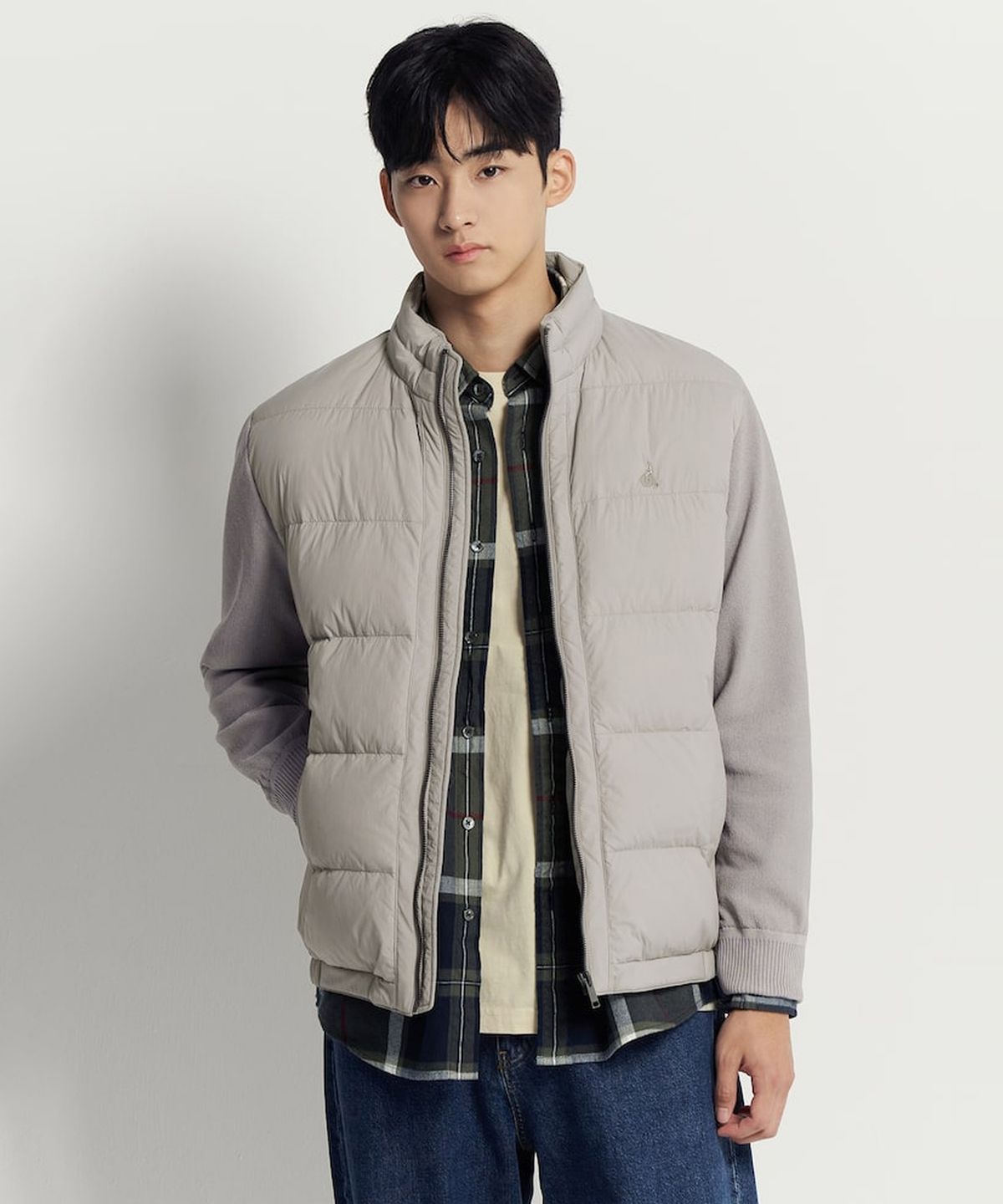 빈폴 멘(BEANPOLE MEN) 니트소매 구스 다운  베이지