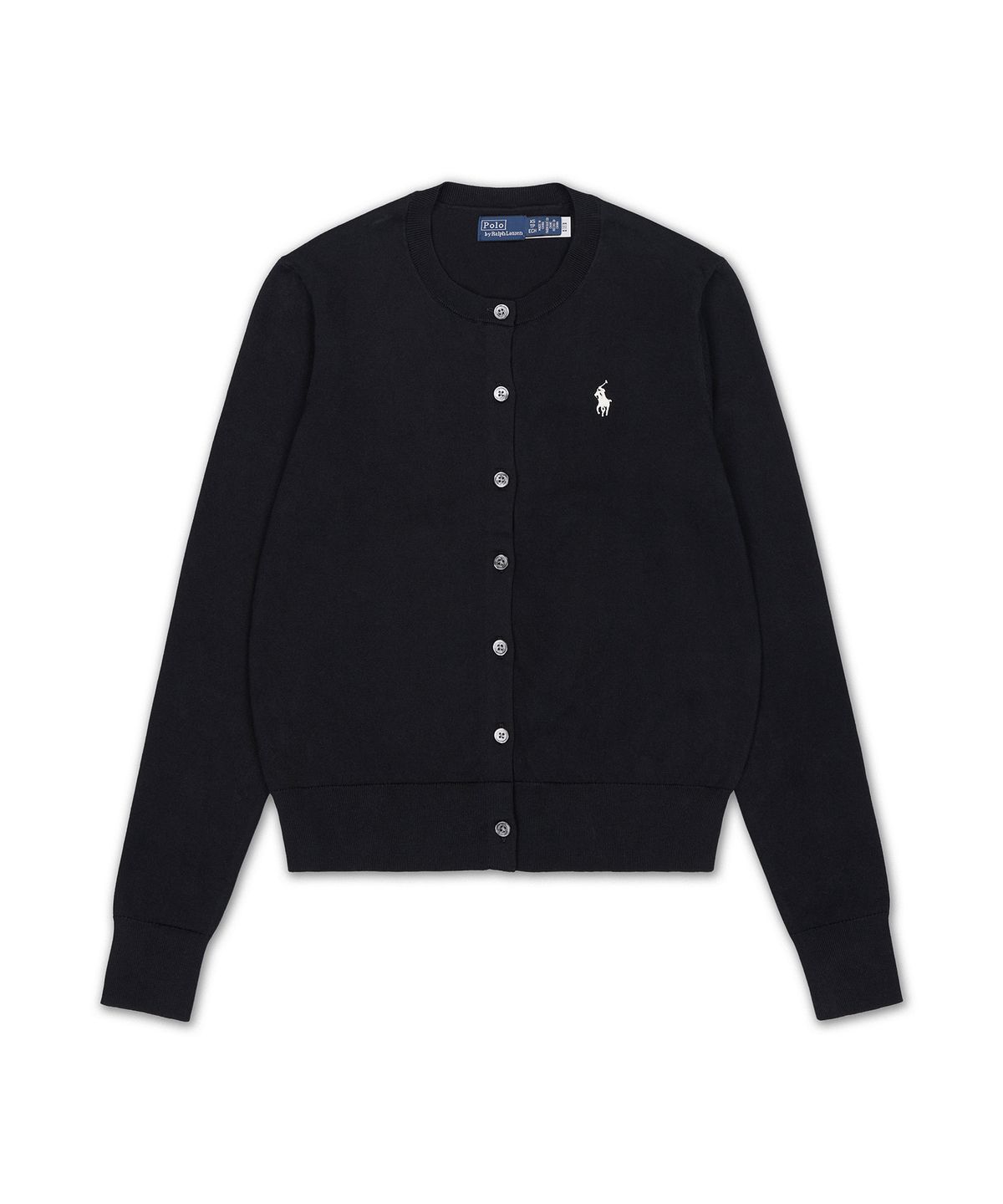 폴로 랄프 로렌(POLO RALPH LAUREN) 코튼 크루넥 카디건-블랙
