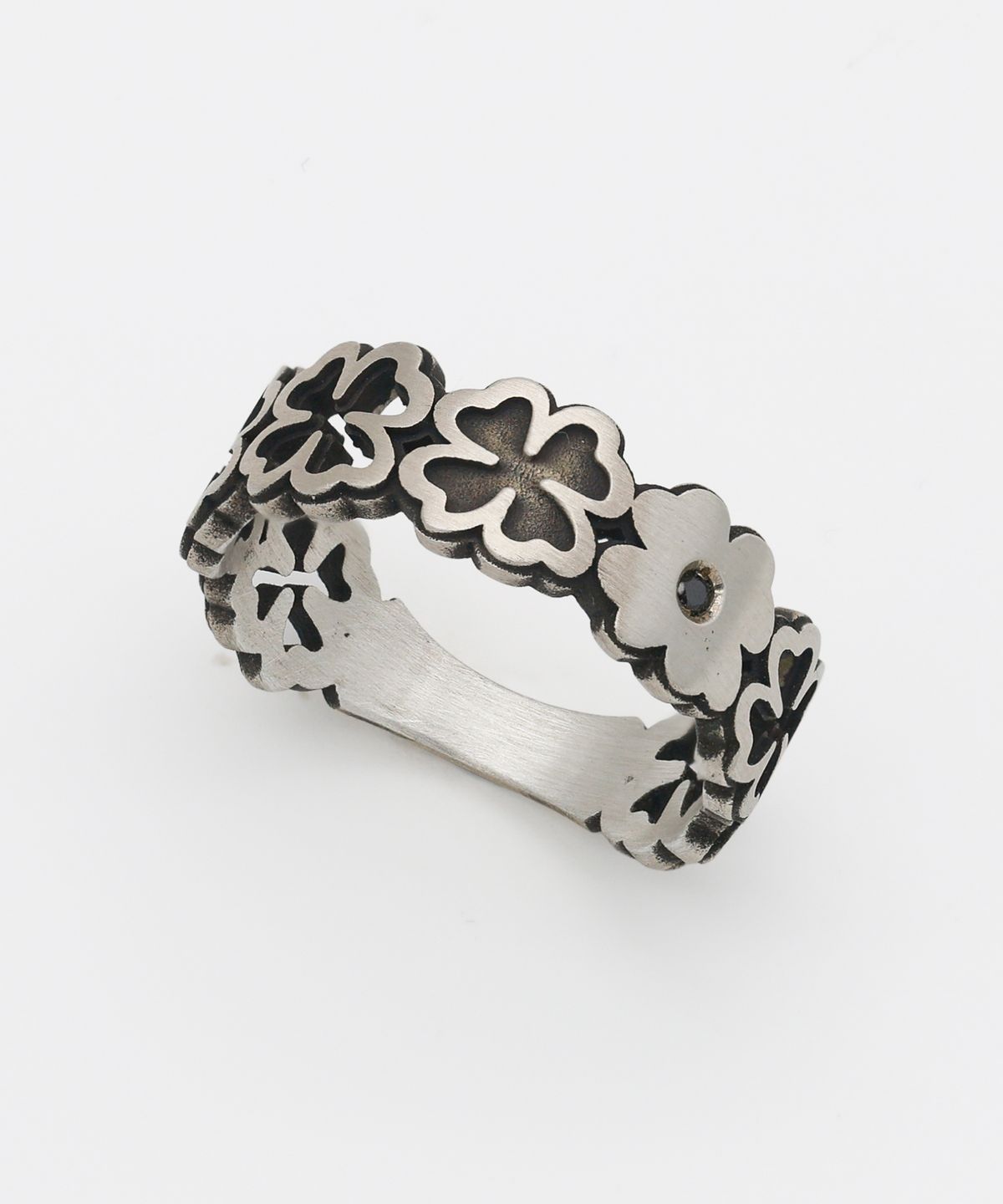 그레이노이즈(GRAYNOISE) Clover Lace Cubic Ring BK (925 Silver)