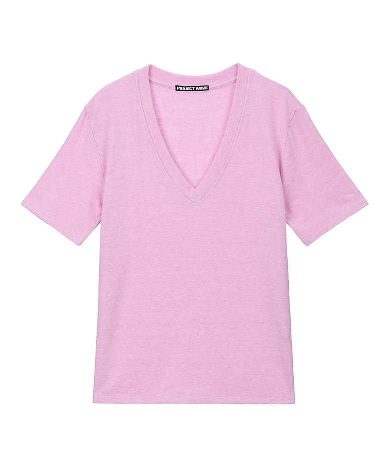 Angora V Neck T Shirts (Pink)