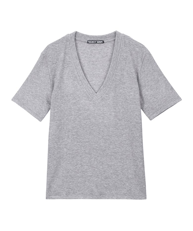 Angora V Neck T Shirts (Grey)