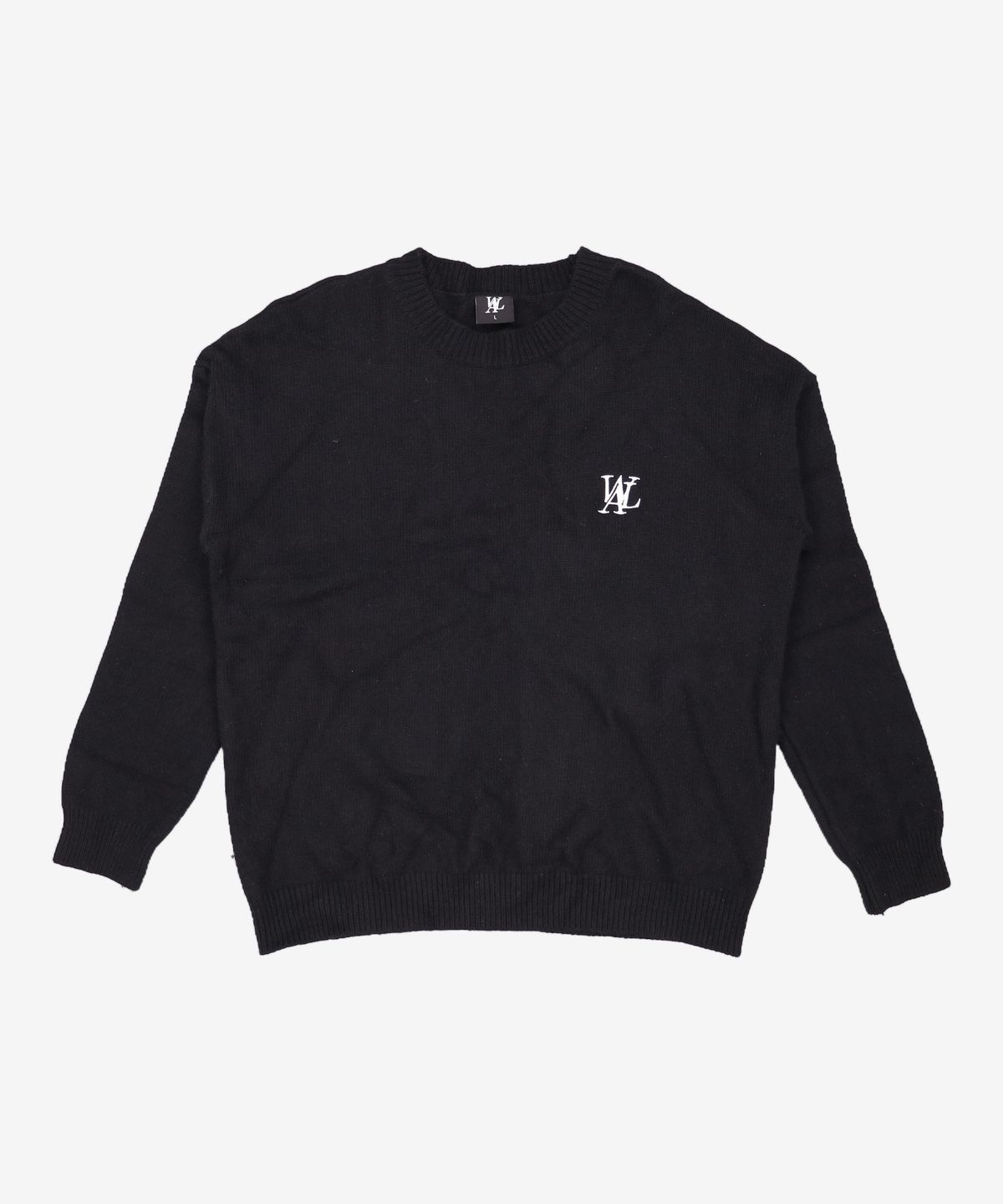 우알롱(WOOALONG) Signature loose fit basic knit - BLACK L