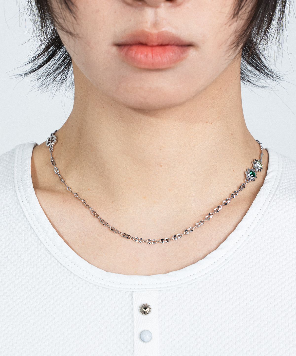 그레이노이즈(GRAYNOISE) Clover Lace Cubic Necklace W (925 Silver)