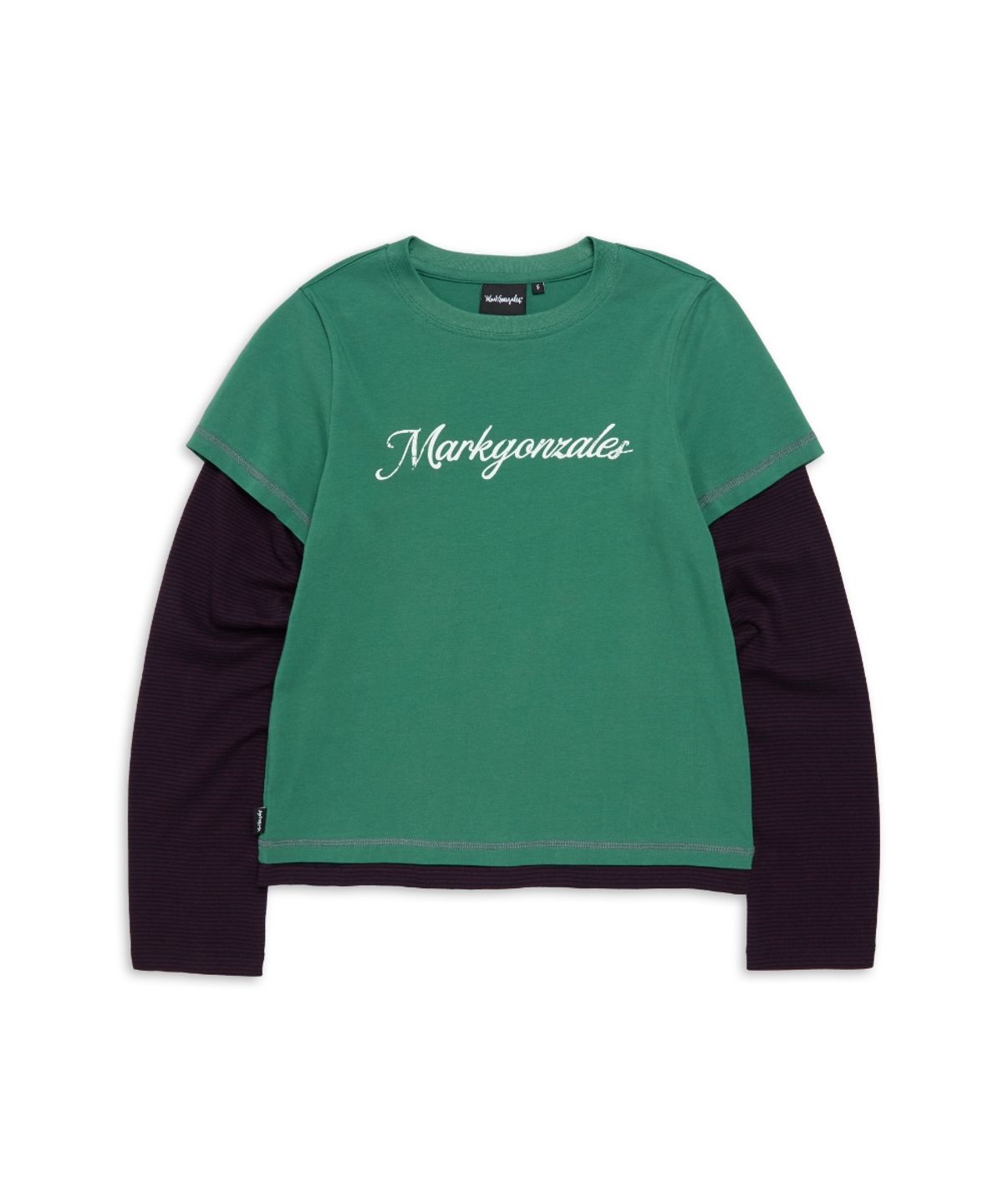 마크곤잘레스(MARK GONZALES) 우먼즈 반팔 레이어드 긴팔 티셔츠 - VINTAGE GREEN
