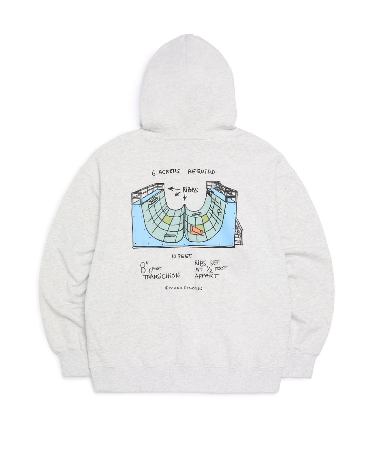 마크곤잘레스(MARK GONZALES) 스케이트 파크 드로잉 스웨트 후디 - OATMEAL