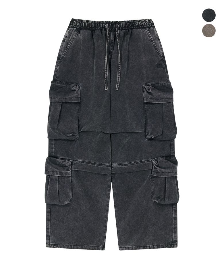 DOUBLE POCKET STONE WASH PANTS