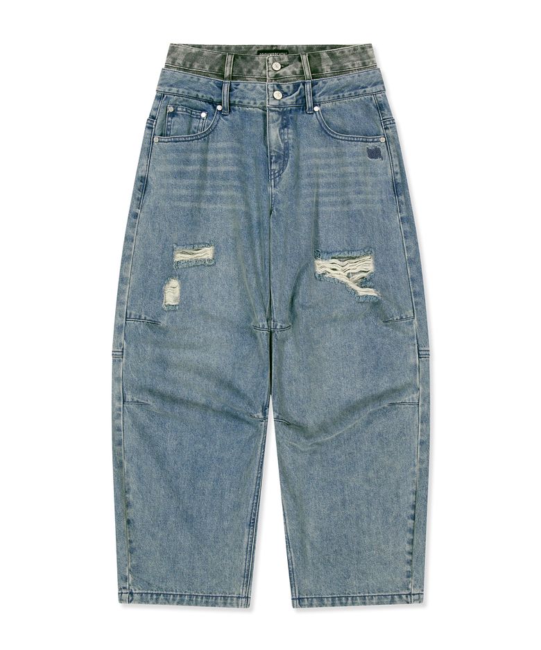 W LAYERED DENIM PANTS