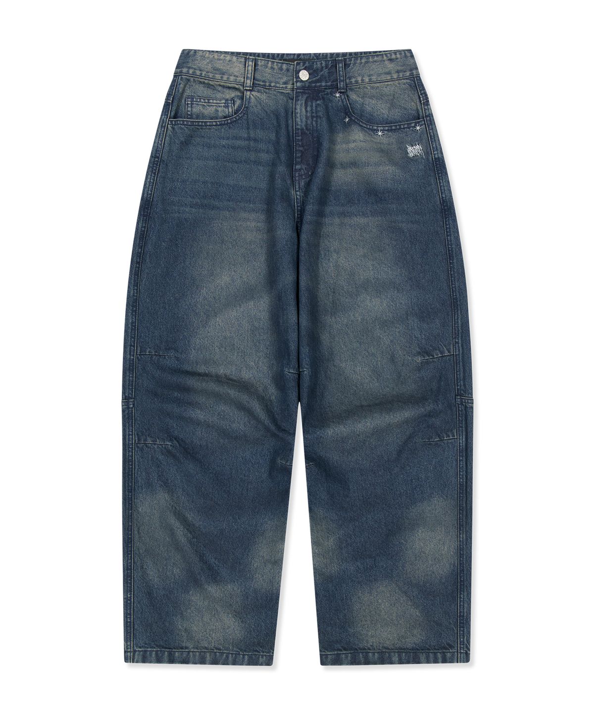 브라운브레스(BROWNBREATH) STAR EMBROIDERY TUCKED DENIM PANTS