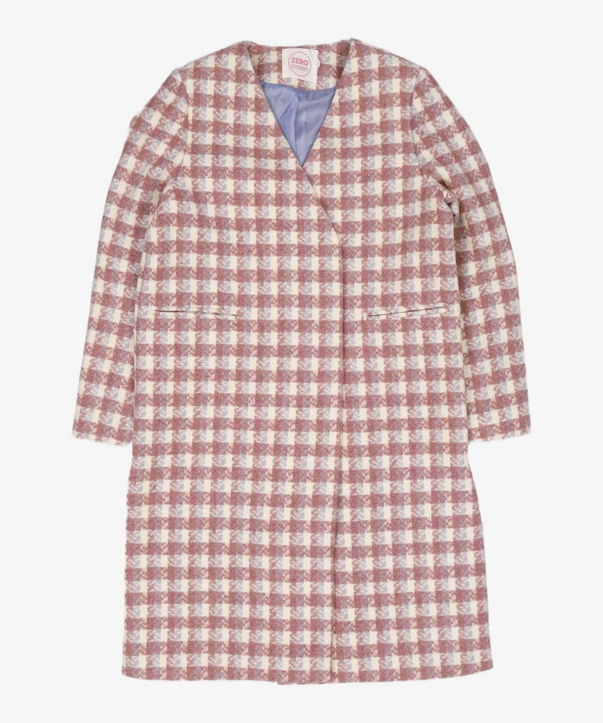 제로스트릿(ZEROSTREET) V-NECK SIDE SLIT CHECK COAT / PINK S
