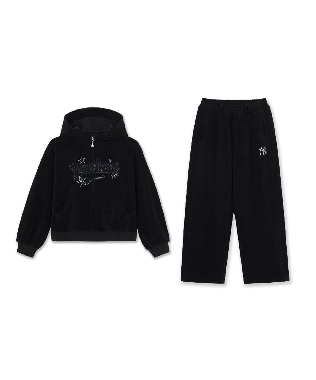 엠엘비 키즈(MLB KIDS) 스트릿 걸즈 후드집업 와이드팬츠 세트 NY (Black)