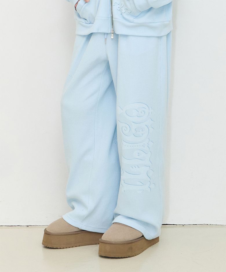 오너먼트 와플 팬츠 블루