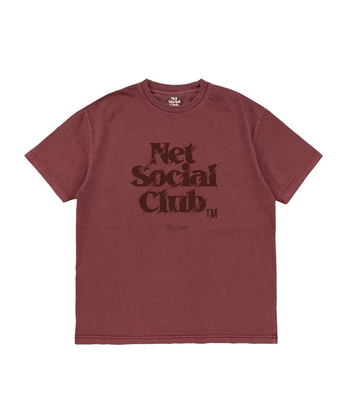 넷소셜클럽(NET SOCIAL CLUB) 종말의 뱀 OG 스크래치 로고 피그먼트 반팔티 (버건디)