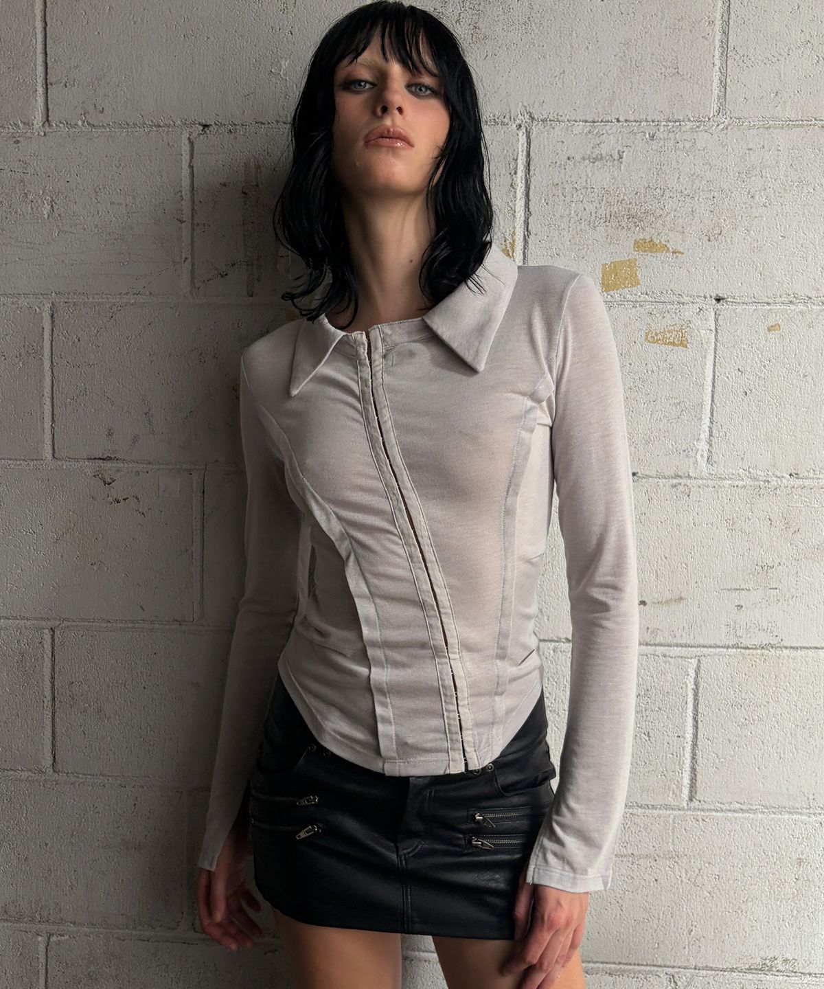 락케이크(ROCKCAKE) Hook Collar Shirt - Gray