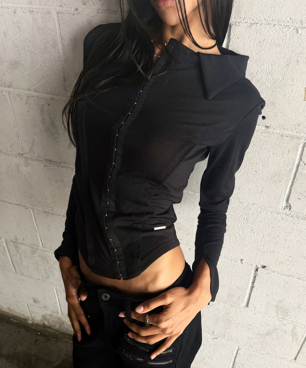 락케이크(ROCKCAKE) Hook Collar Shirt - Black