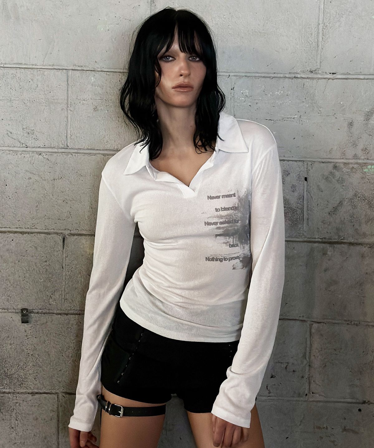 락케이크(ROCKCAKE) Collar V Neck Top - White