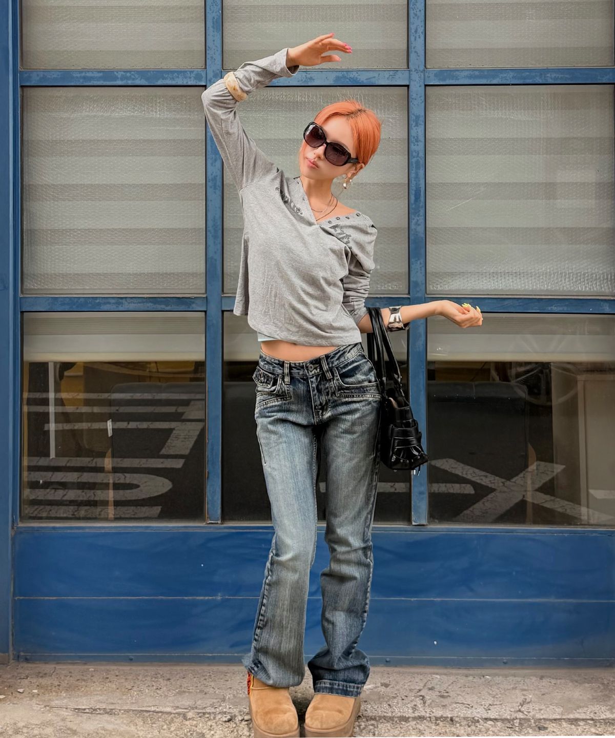 락케이크(ROCKCAKE) Harlow Semi Bootcut Denim - Ash Blue