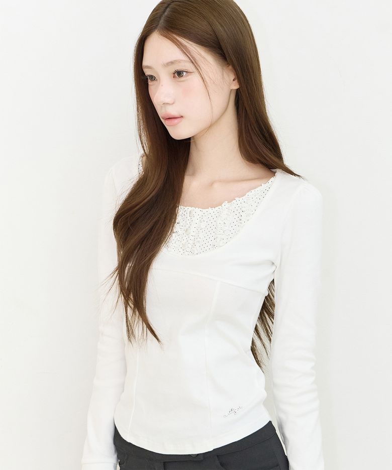 러플 레이어드 롱슬리브 도트