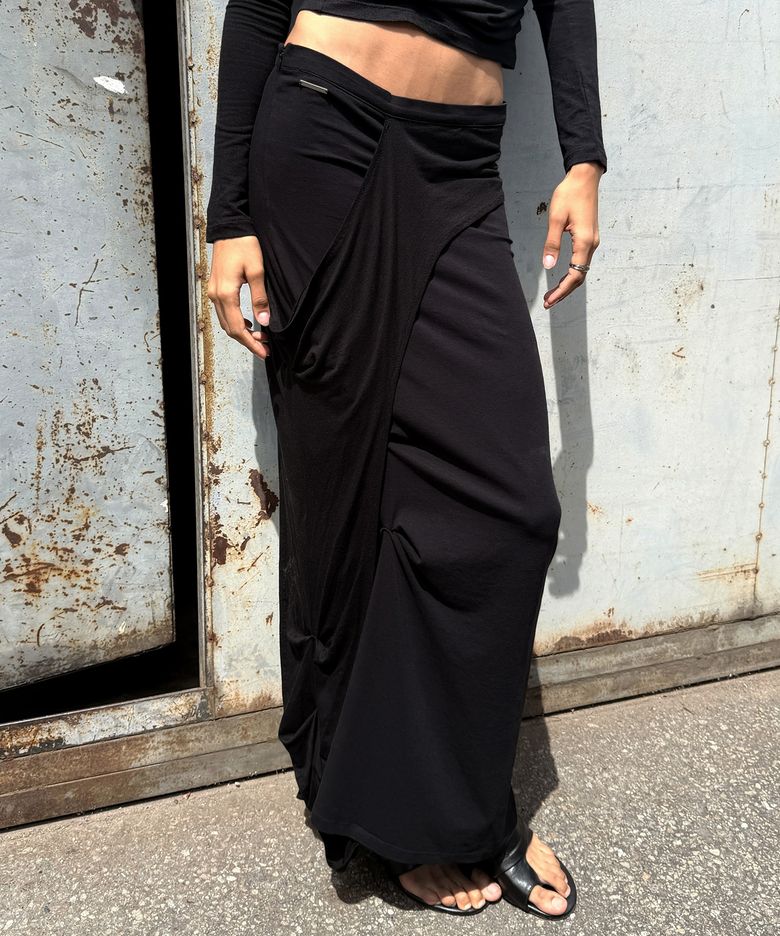 Draped Maxi Skirt - Black