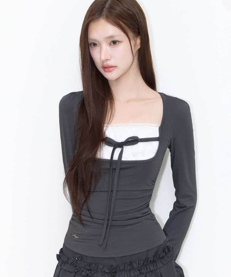 로지 스퀘어넥 탑 차콜