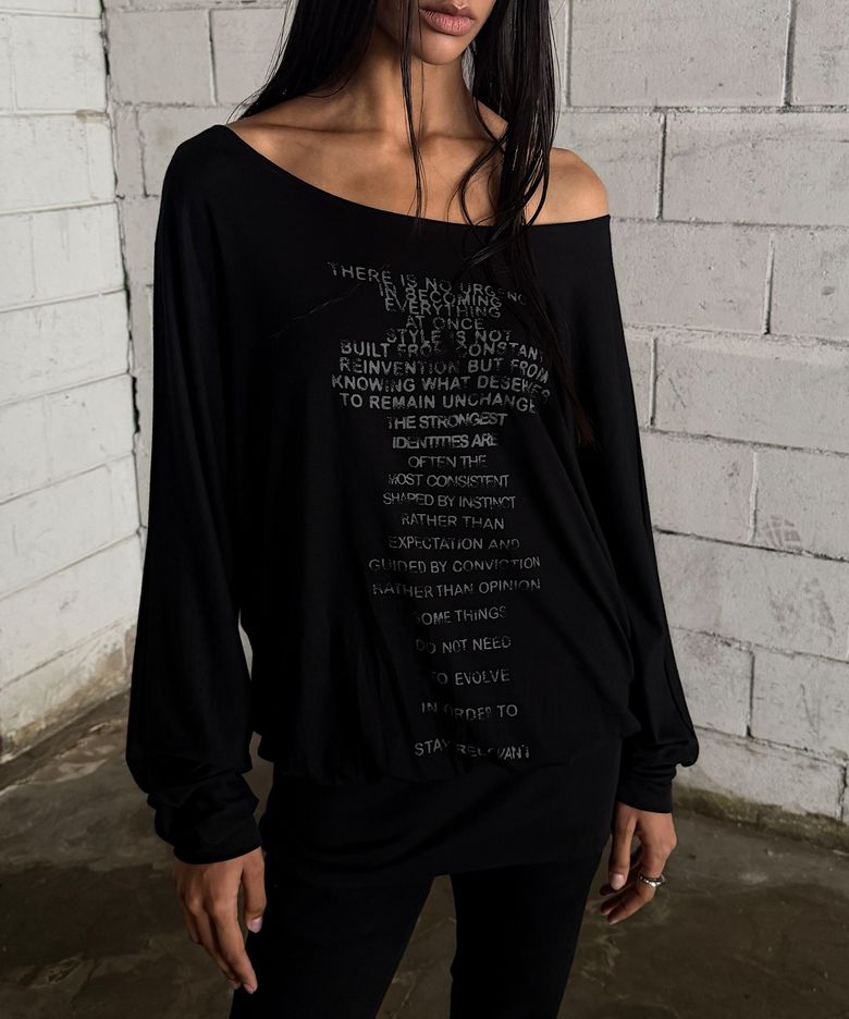 Relaxed One Shoulder Dress - Black