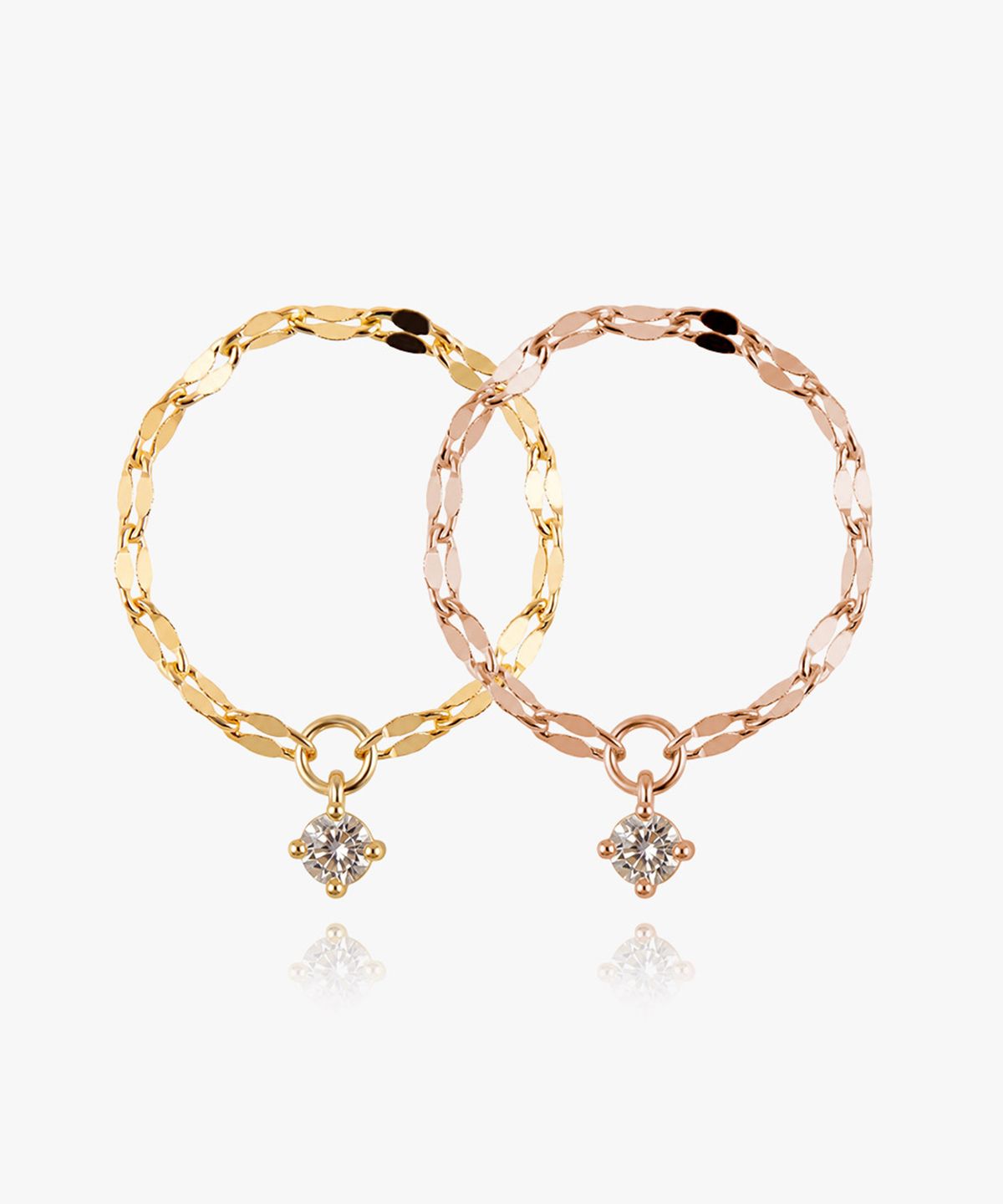 엘렌쥬얼리(HELENE JEWELRY) 14K 18K 랩 다이아몬드 타이니 아몬드 체인 금 반지