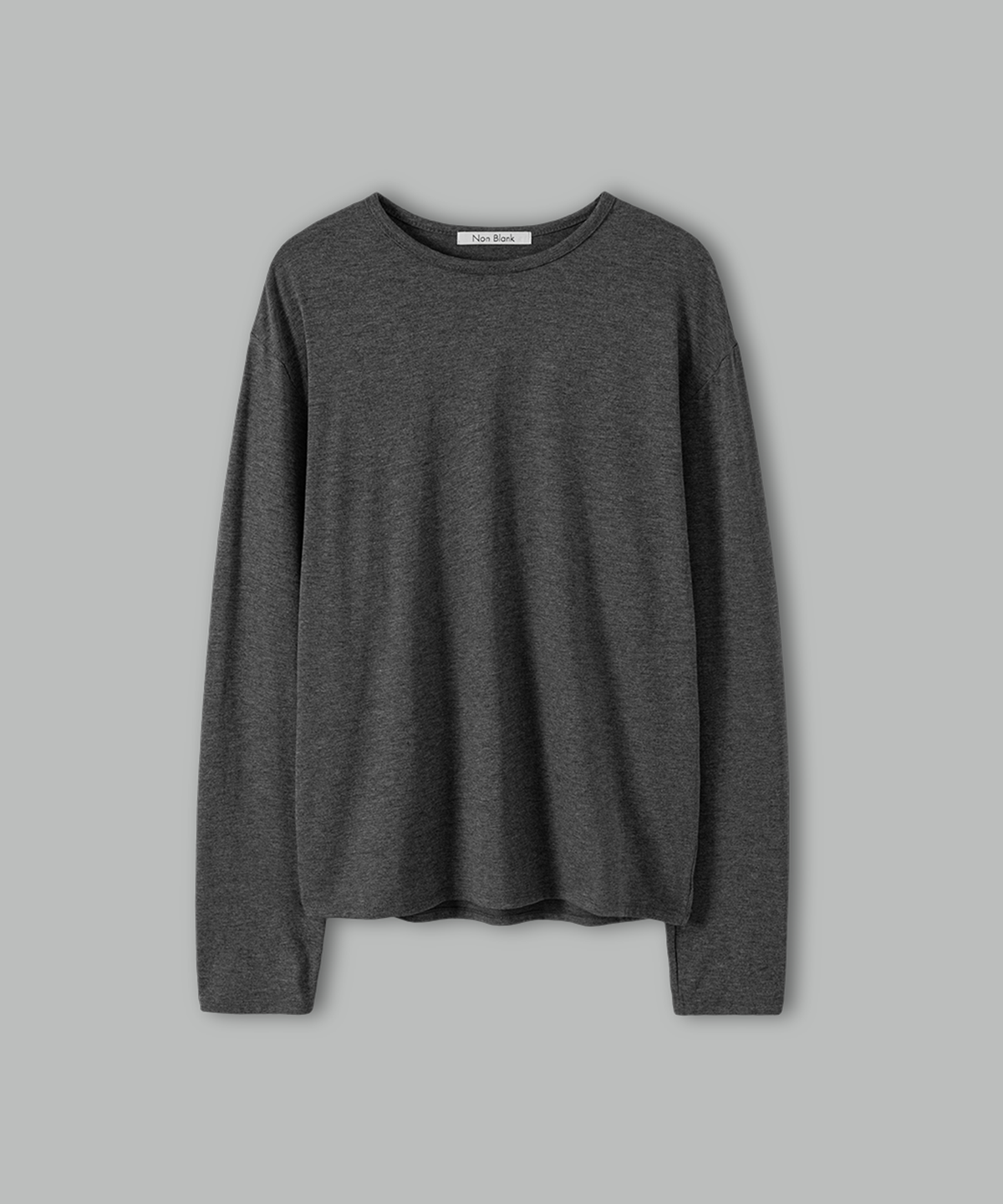 넌블랭크(NONBLANK) 소프트 라운드 LS 티셔츠_CHARCOAL GREY
