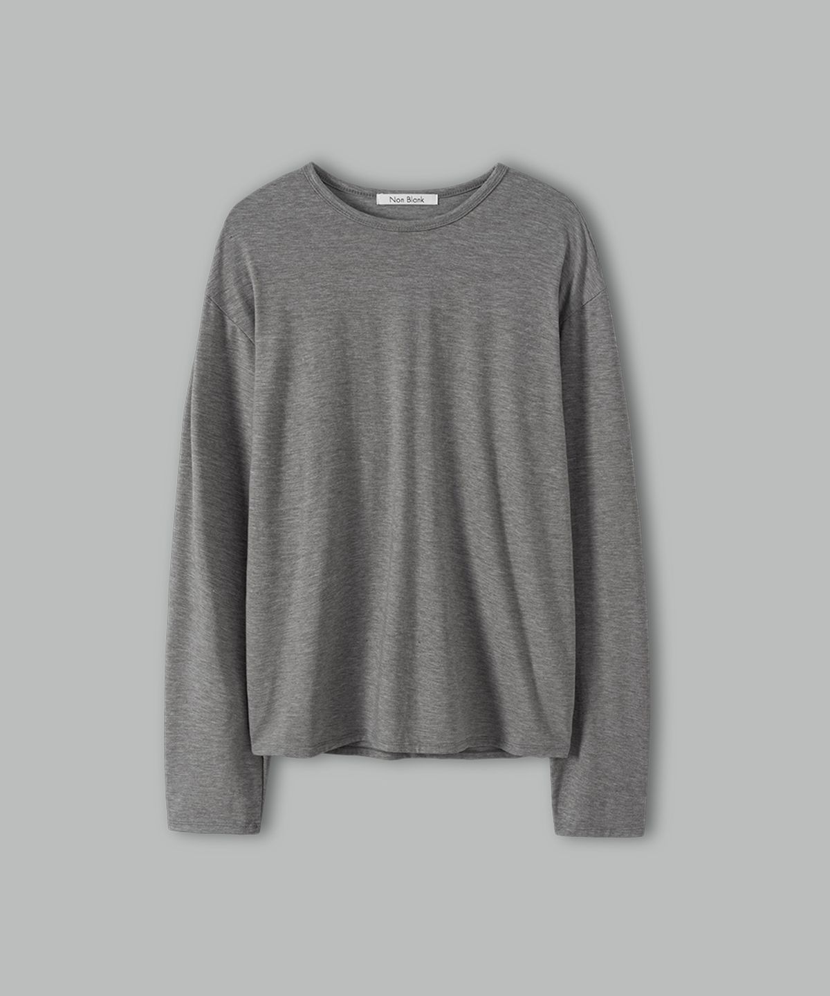 넌블랭크(NONBLANK) 소프트 라운드 LS 티셔츠_MELANGE GREY