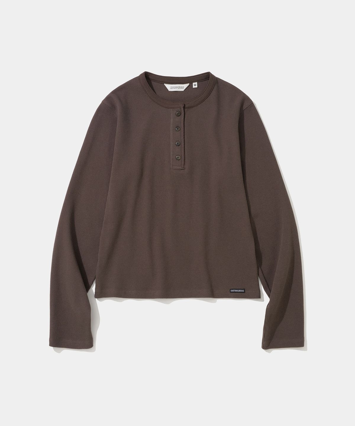 유니폼브릿지(UNIFORM BRIDGE) (w) waffle henley neck l/s t-shirt brown red