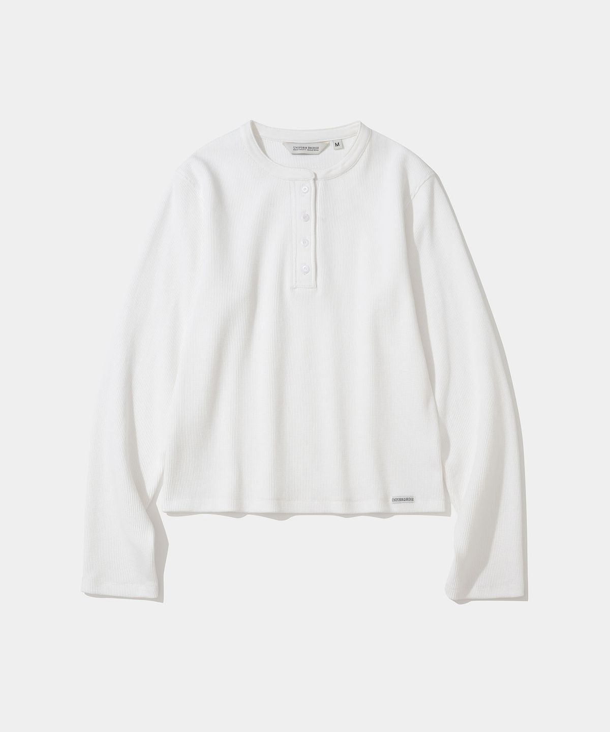 유니폼브릿지(UNIFORM BRIDGE) (w) waffle henley neck l/s t-shirt white