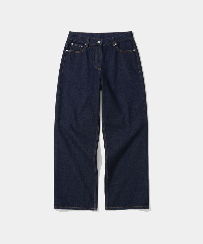(w) 001 denim pants wide fit 12oz one washed