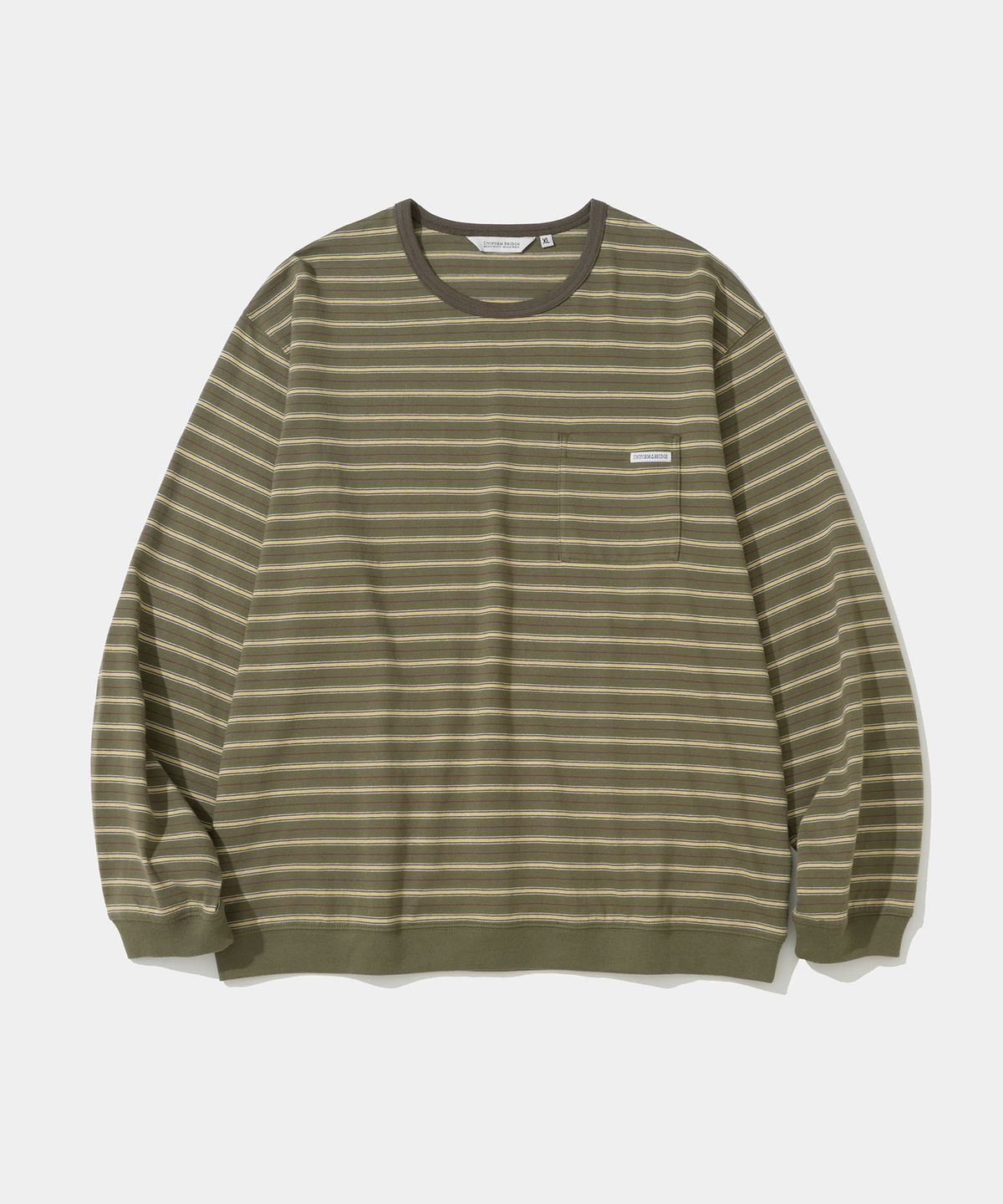 유니폼브릿지(UNIFORM BRIDGE) multi stripe l/s t-shirt sage green