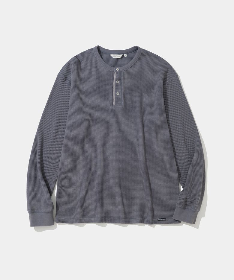 salt wash waffle henley neck l/s t-shirt purple