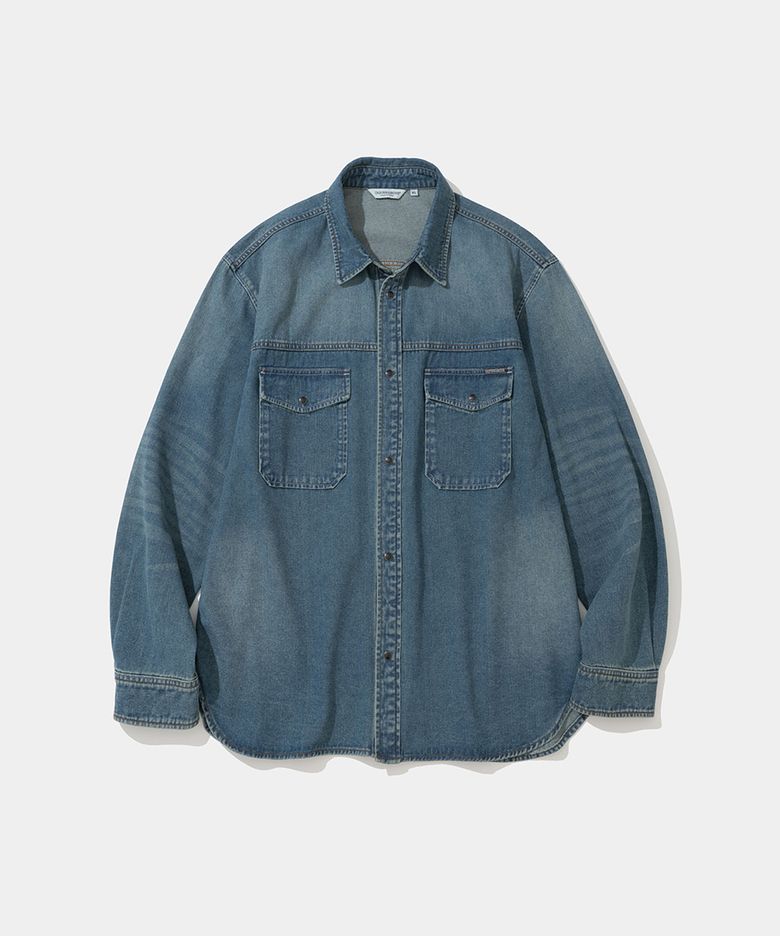 washed denim shirt 9oz indigo
