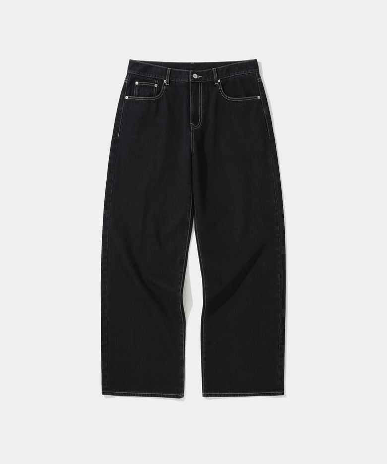001 wide denim pants 12oz black