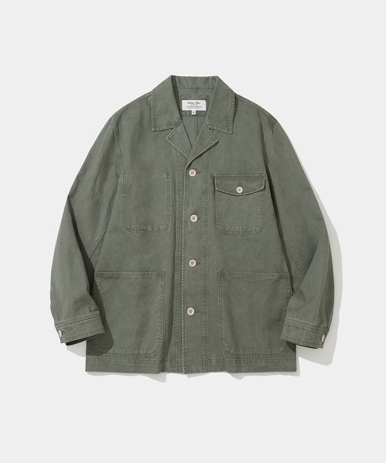 washed cotton coverall jacket olive