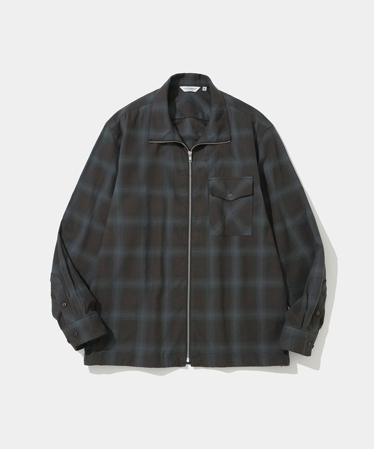 유니폼브릿지(UNIFORM BRIDGE) zip-up check shirt jacket charcoal check
