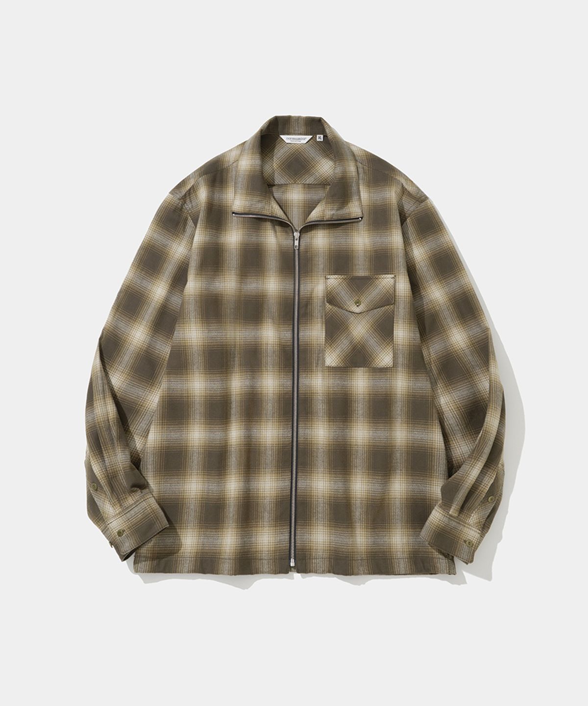 유니폼브릿지(UNIFORM BRIDGE) zip-up check shirt jacket brown check