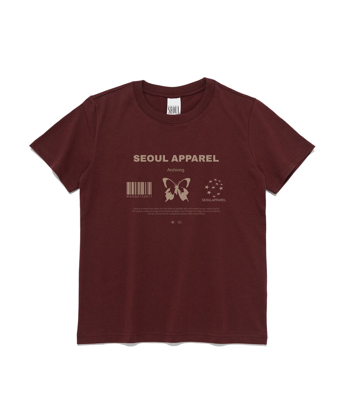 서울어패럴(SEOUL APPAREL) 버터플라이 아카이빙 우먼 반팔티셔츠 (와인)