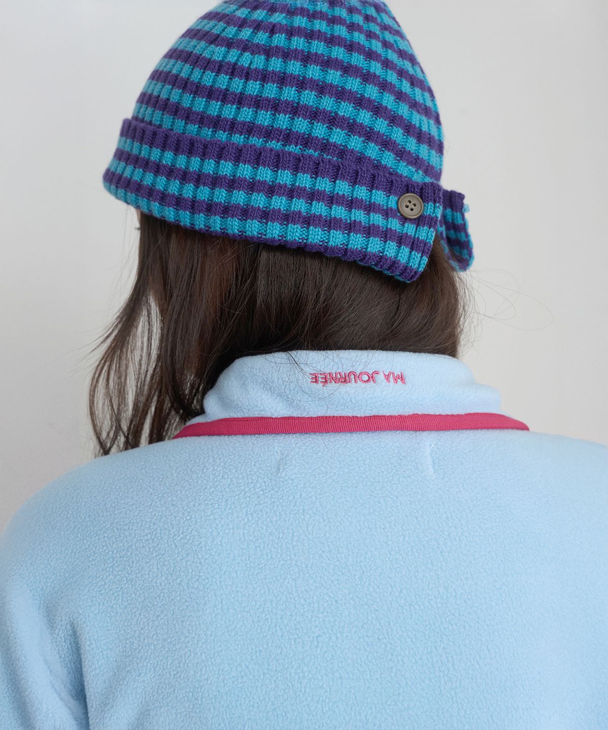 마조네(MA JOURNEE) STRIPE SLIT BEANIE_MINT