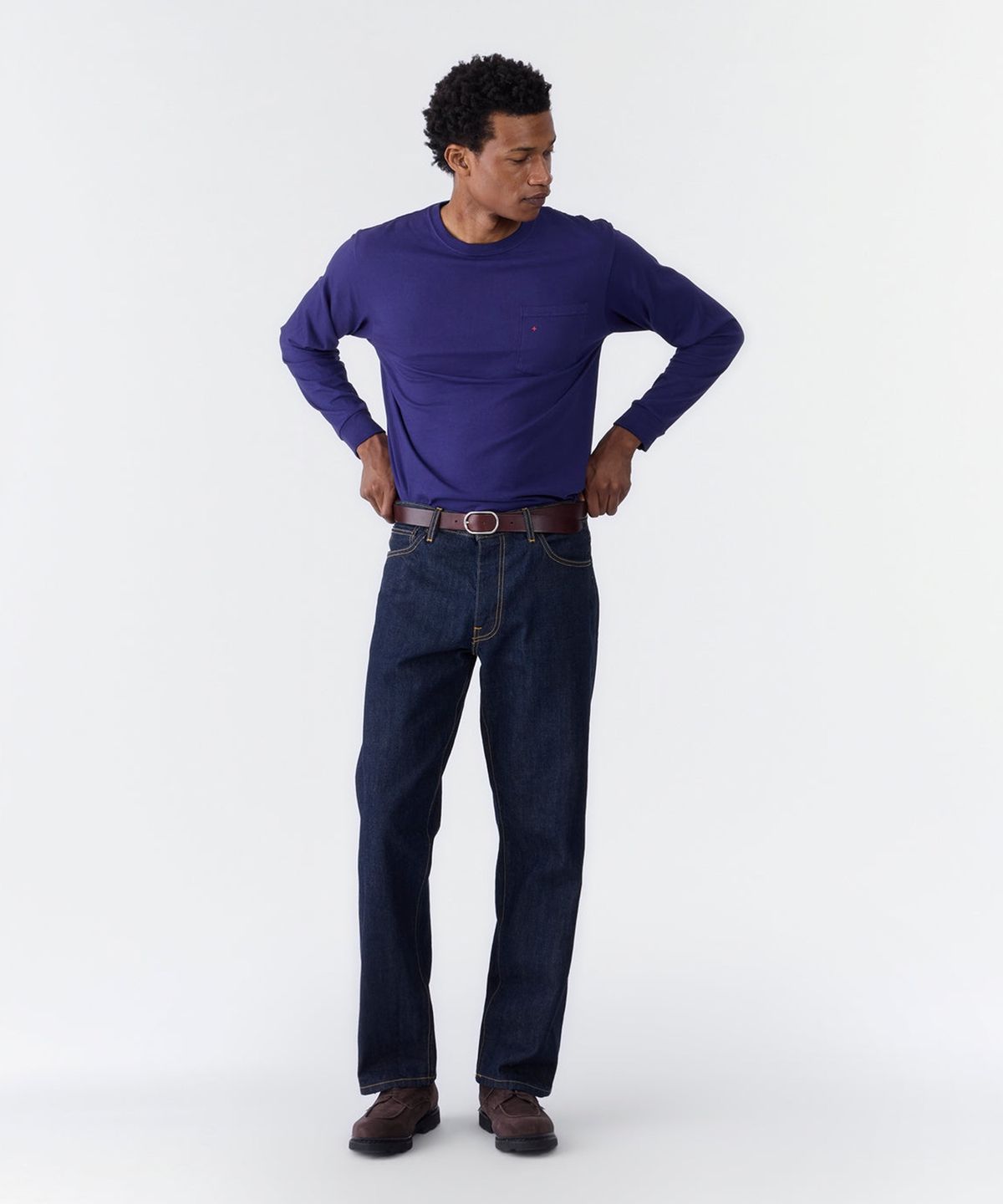 노아(NOAH) (U) 롱 슬리브 코어 로고 포켓 티 로얄 퍼플 LONG SLEEVE CORE POCKET TEE ROYAL PURPLE