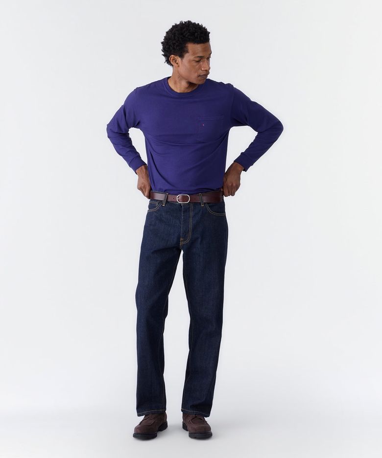 (U) 롱 슬리브 코어 로고 포켓 티 로얄 퍼플 LONG SLEEVE CORE POCKET TEE ROYAL PURPLE